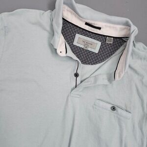 Ted Baker Mens Birdseye Stripe‎ Pocket Polo Shirt Size 5 Euc